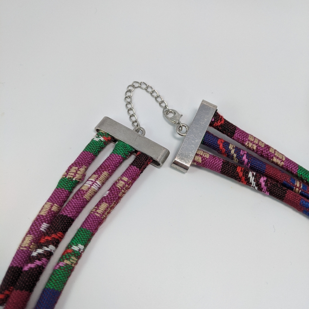 Ethnic Statementent Necklace Mayan Fabric - Picture 2 of 8